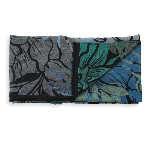 Made-in-France-Ami-blue-green-rayon-cotton-Merino-wool-scarf