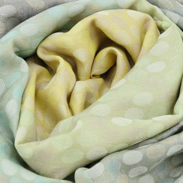 Women's-silk-cotton-aqua-yellow-stole-goutte d'eau