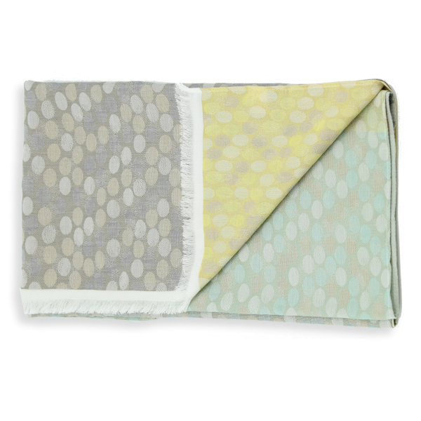 Women's-silk-cotton-aqua-yellow-stole-goutte d'eau