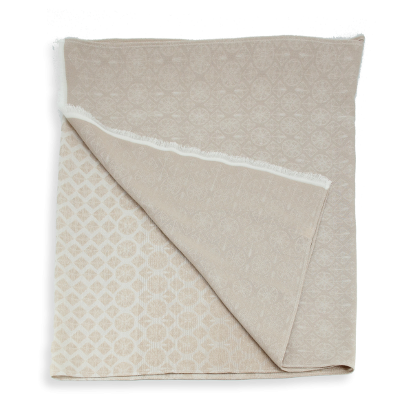 Men's-linen-cotton-scarf-beige-Logo