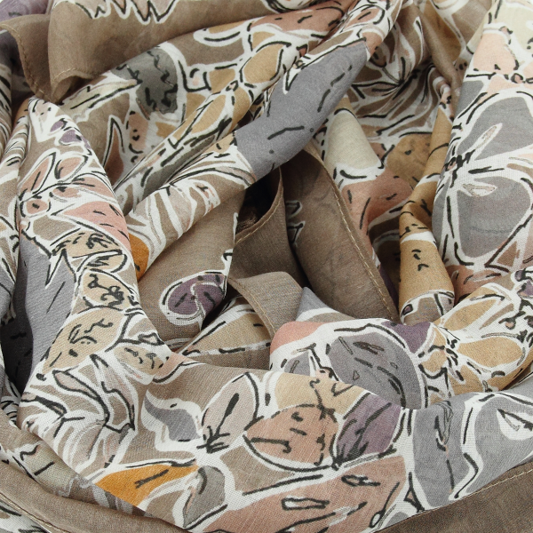 Women's-beige-silk-cotton-stole-Romeo