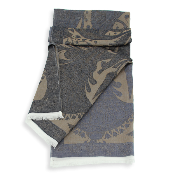 Stole-bio-cotton-certified-navy-beige-Egypte
