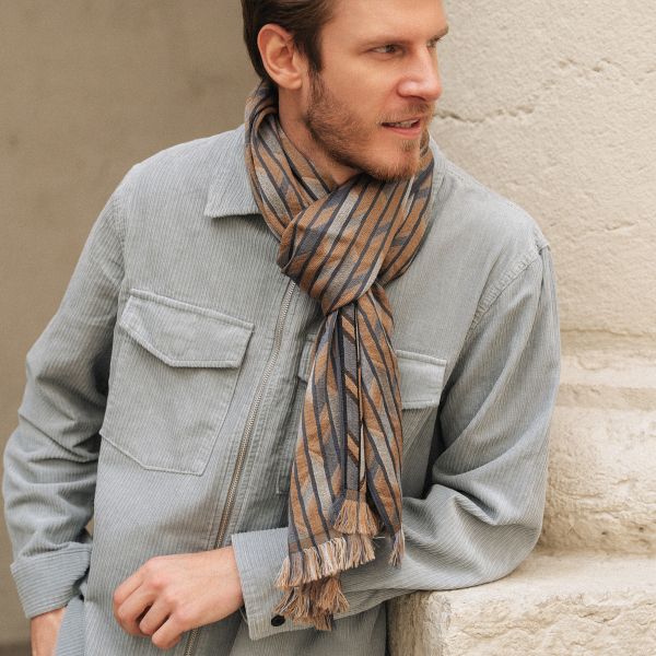 Melbourne-beige-silk-wool-men’s-scarf