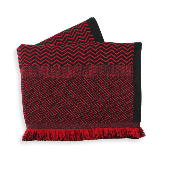 Red-black-merino-wool-silk-men's-scarf-Sporty