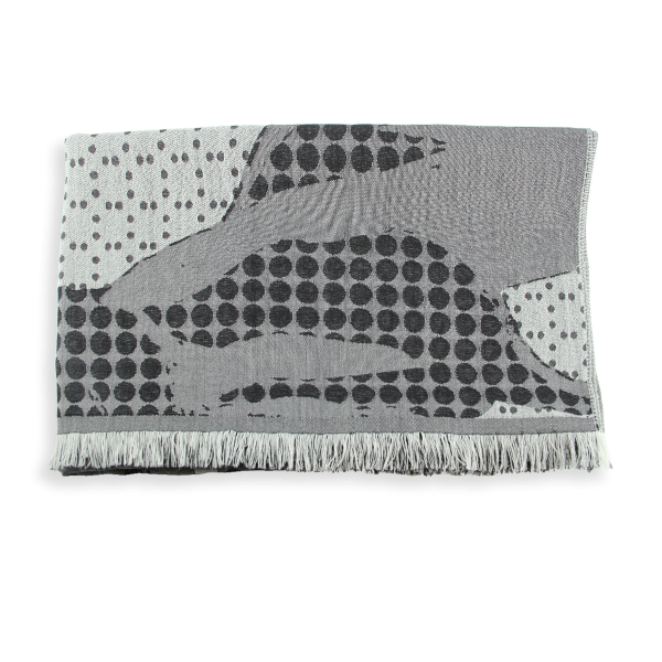 Black and white-cotton-silk-wool-women's-oversize-stole-Montreal
