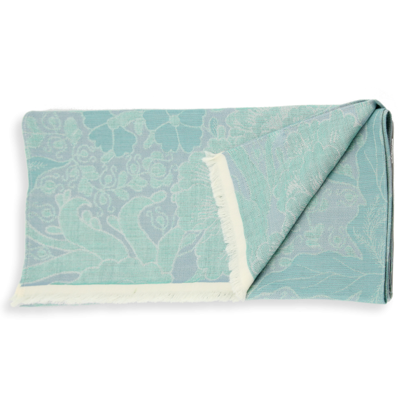 Blue aqua-wool-cashmere-women’s-scarf-oiseaux paradis