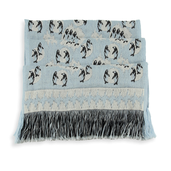 Penguin-blue-wool-children’s-scarf