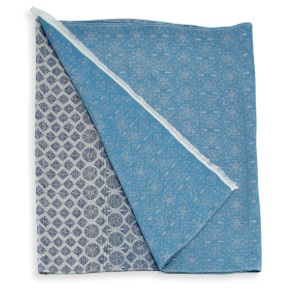 Men's-linen-cotton-scarf-blue-Logo