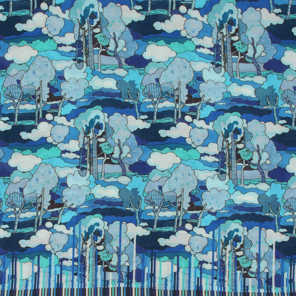 Blue-women's-cotton-silk-scarf-Paysage