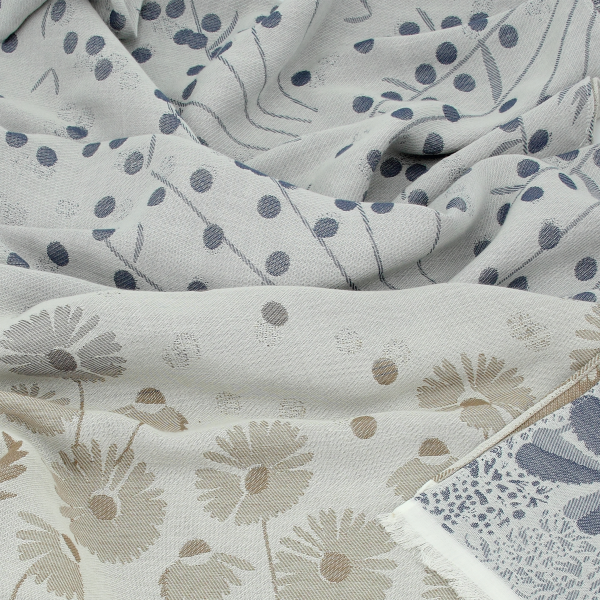 Women's-organic cotton-blue beige-stole-Jardin
