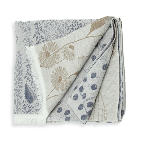 Women's-organic cotton-blue beige-stole-Jardin