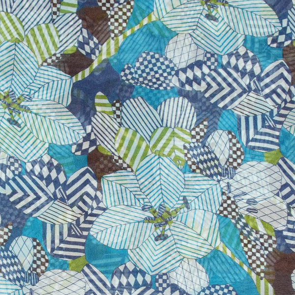 Blue-women's-silk-printed-airy scarf-Valentin