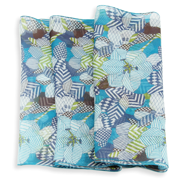 Blue-women's-silk-printed-airy scarf-Valentin