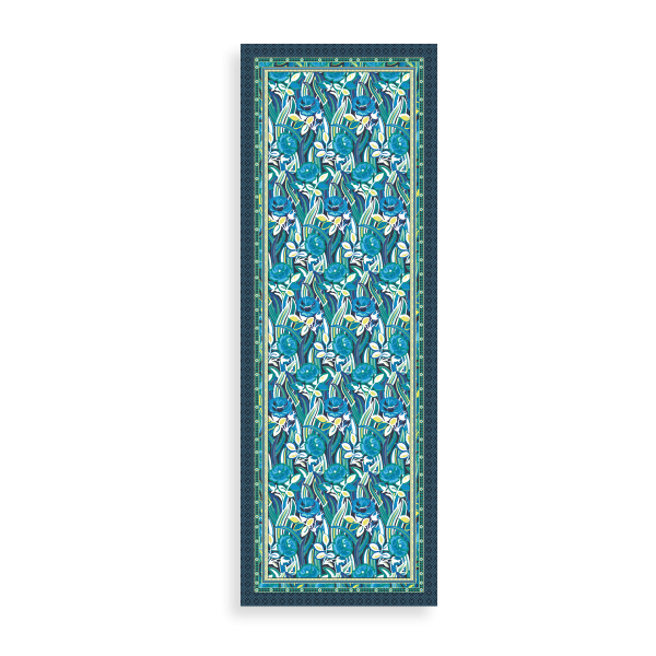 Women's-cotton-silk-stole-blue-printed-Belle de nuit