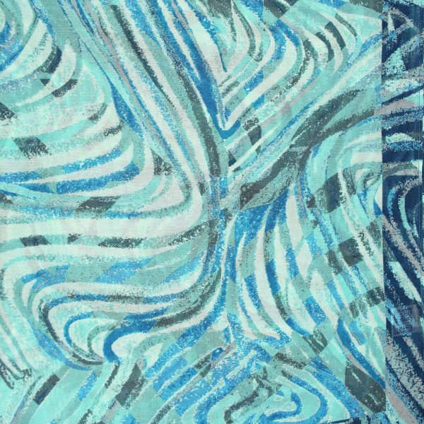 Women's-silk-cotton-stole-bleue-printed-Vagues