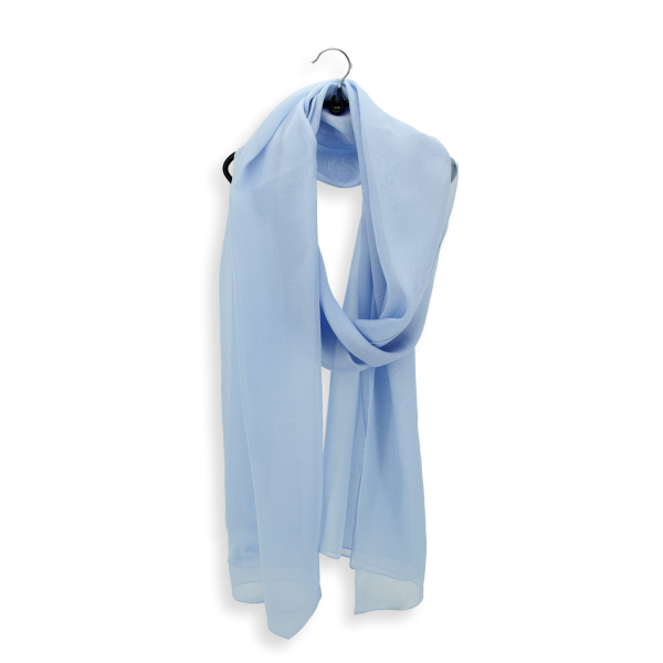 Silk chiffon stole made in France blue sky