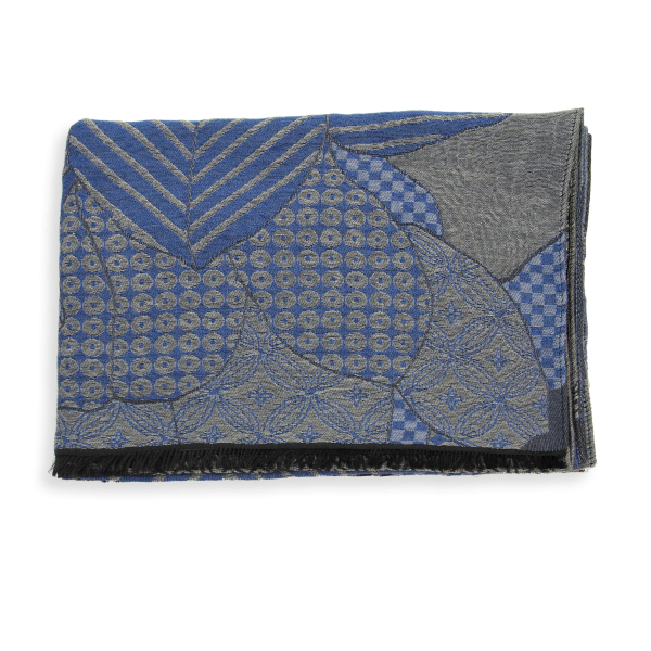 Denim blue-gray-silk-wool-unisex-stole-Amour