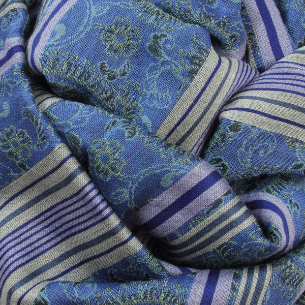 Blue-cotton-silk-wool-women's-stole-Romance