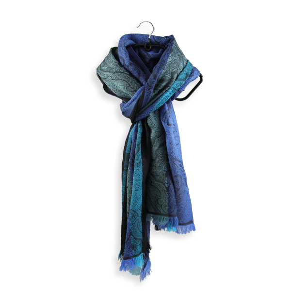 Blue-silk-wool-women's-scarf-Victoria