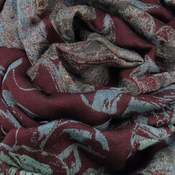 Botanic-burgundy red-silk-cotton-wool-women’s-stole