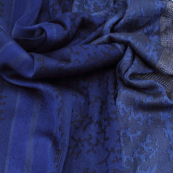 Bright-blue-merino-wool-silk-women's-scarf-Arborescence