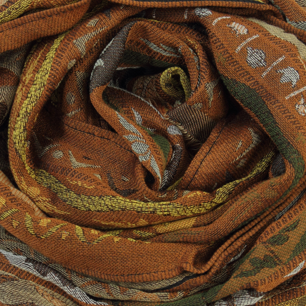 Brown-women’s-wool-cotton-silk-scarf-Chanson