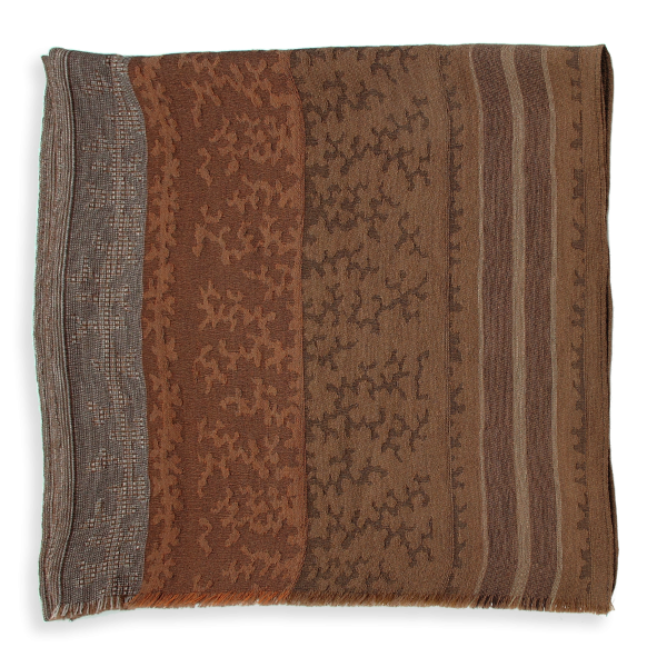 Brown-wool-silk-women's-scarf-Arborescence