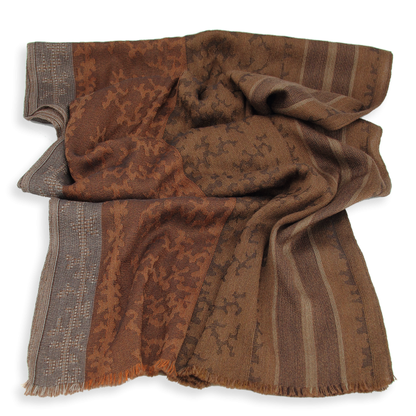 Brown-wool-silk-women's-scarf-Arborescence