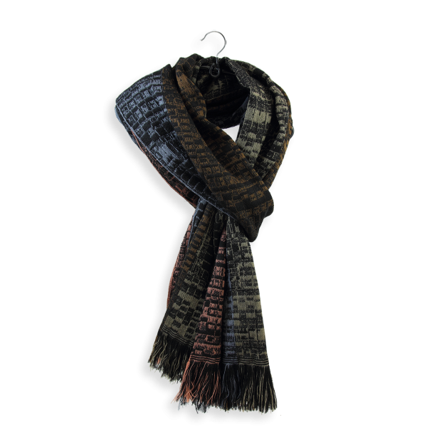 Leather brown-rayon-Merino wool-men’s-scarf-Janeiro