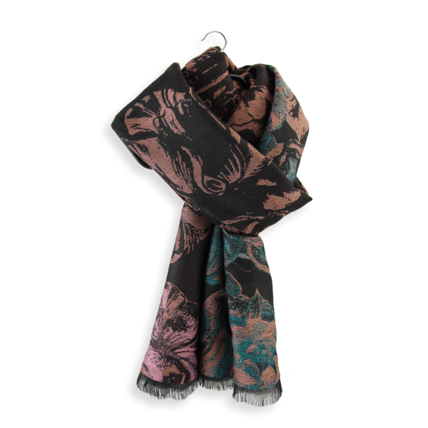 Woman-stole-wool-cotton-silk-brown-Botanic-4A
