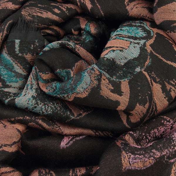 Woman-stole-wool-cotton-silk-brown-Botanic-4A