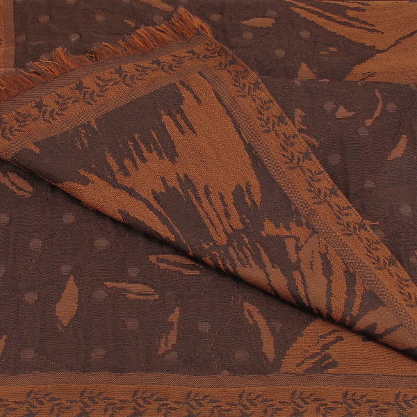 Brown-cotton-silk-wool-women’s-stole-maxi-floral