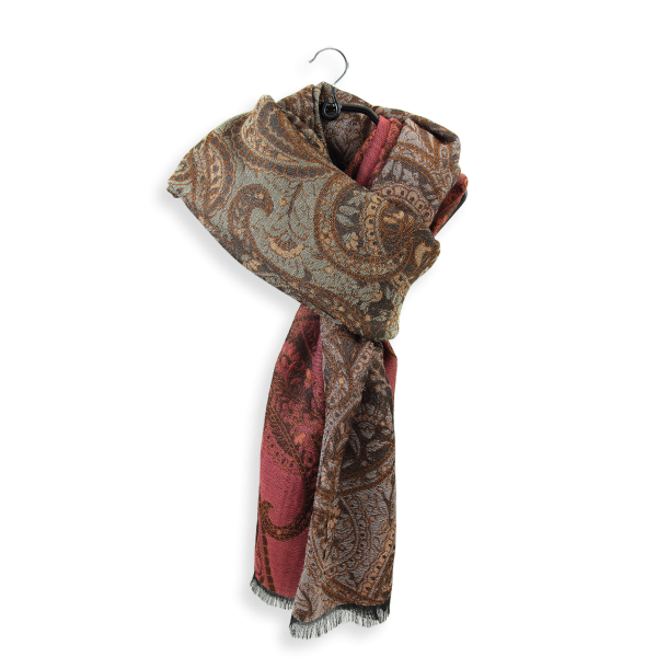Brown-cotton-silk-wool-women’s-stole-Paisley