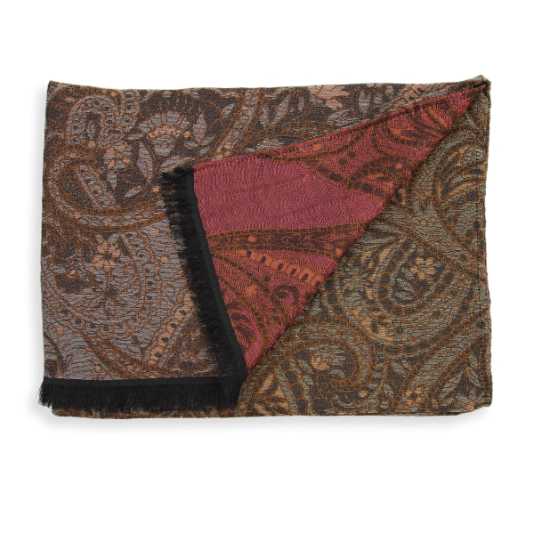 Brown-cotton-silk-wool-women’s-stole-Paisley