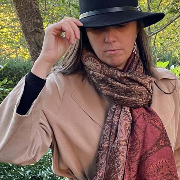 Brown-cotton-silk-wool-women’s-stole-Paisley