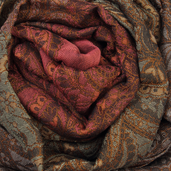 Brown-cotton-silk-wool-women’s-stole-Paisley