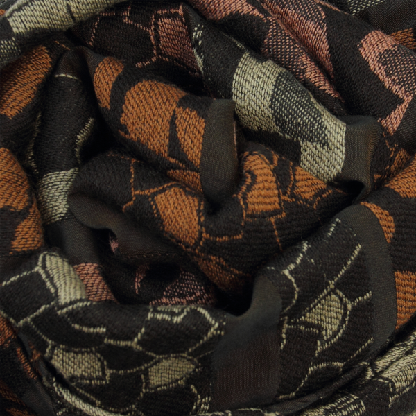 Woman-over size-brown-stole-wool-coton-silk-Flonflon