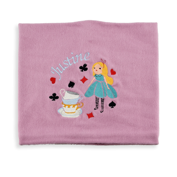 Pink-organic-cotton-wonderful land-embroidered-children’s-scarf