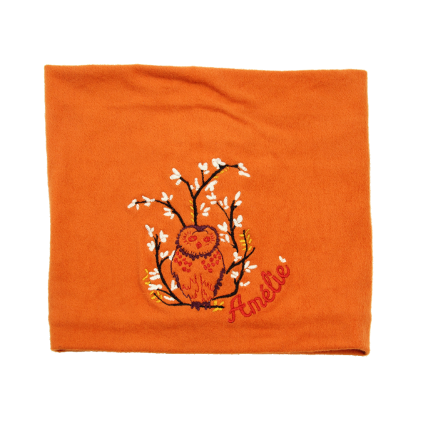 Orange-halloween-organic-cotton-cake-embroidered-children’s-scarf
