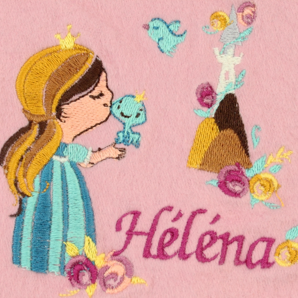 Soft pink-organic-cotton-princess-embroidered-children’s-scarf