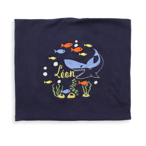 Marine-organic-cotton-shark-embroidered-children’s-scarf