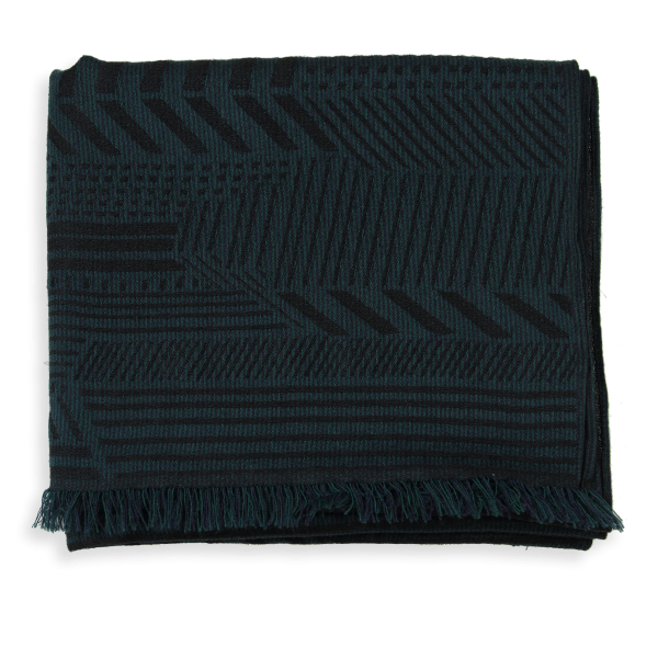 Dark-green-silk-Merino wool-men’s-scarf-Kyoto