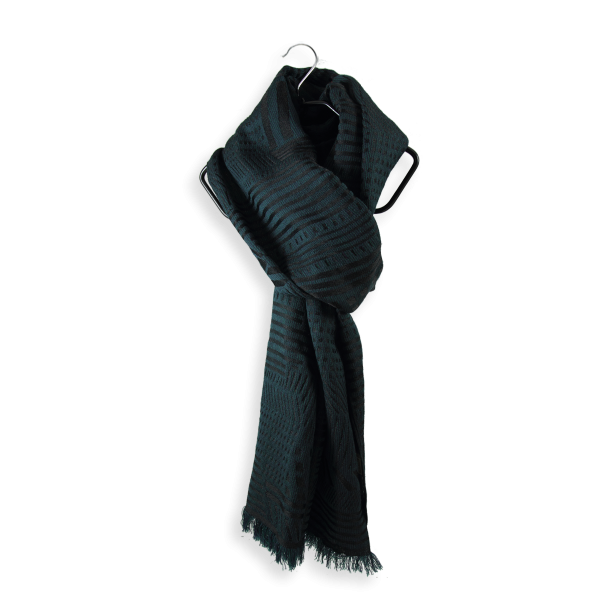 Dark-green-silk-Merino wool-men’s-scarf-Kyoto