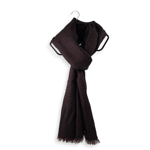 Red-silk-Merino wool-men’s-scarf-Kyoto