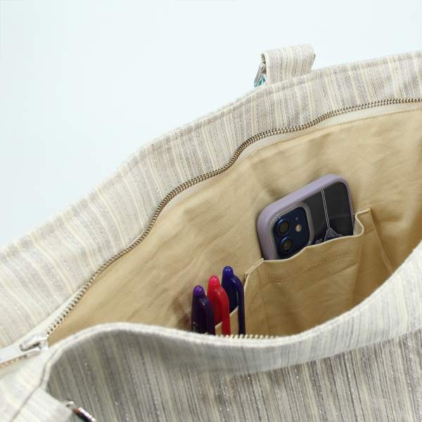 women’s-embroidered-woven bag-fleurs ondulantes-silver