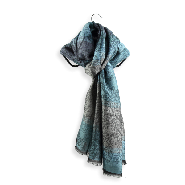 Gray-aqua-made-in-France-Merino-wool-women’s-scarf-Olivier