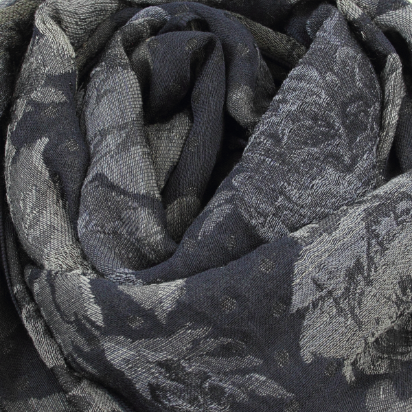 Gray-silk-wool-women’s-stole-flower-power