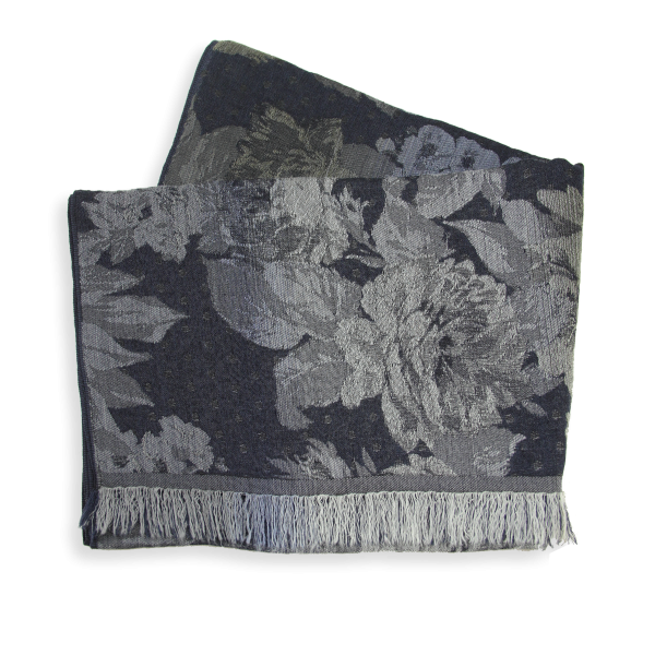 Gray-silk-wool-women’s-stole-flower-power