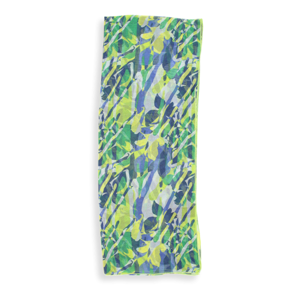 Women's-silk-scarf-printed-flower-wild-blue-green-made-in-France