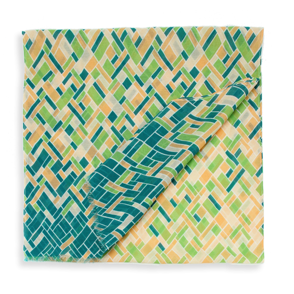 Women's-vert-cotton-silk-printed-scarf-Mosaique